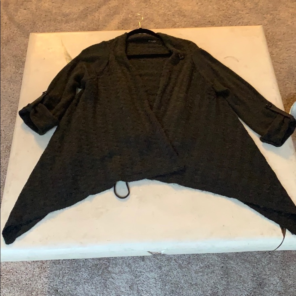 Soft grey asymmetrical knit cardigan